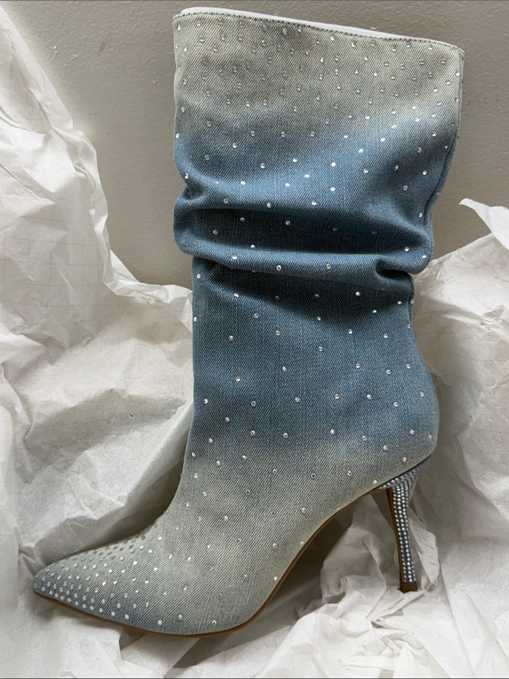 Thalia Sodi Raquell Blue Ombre Rhinestone Slouch Women’s Boot NWT
